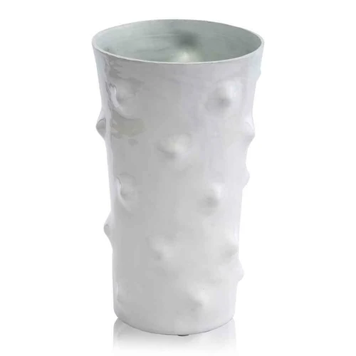 7" x 7" x 7.5" White Short Dotted Vase - Image 4