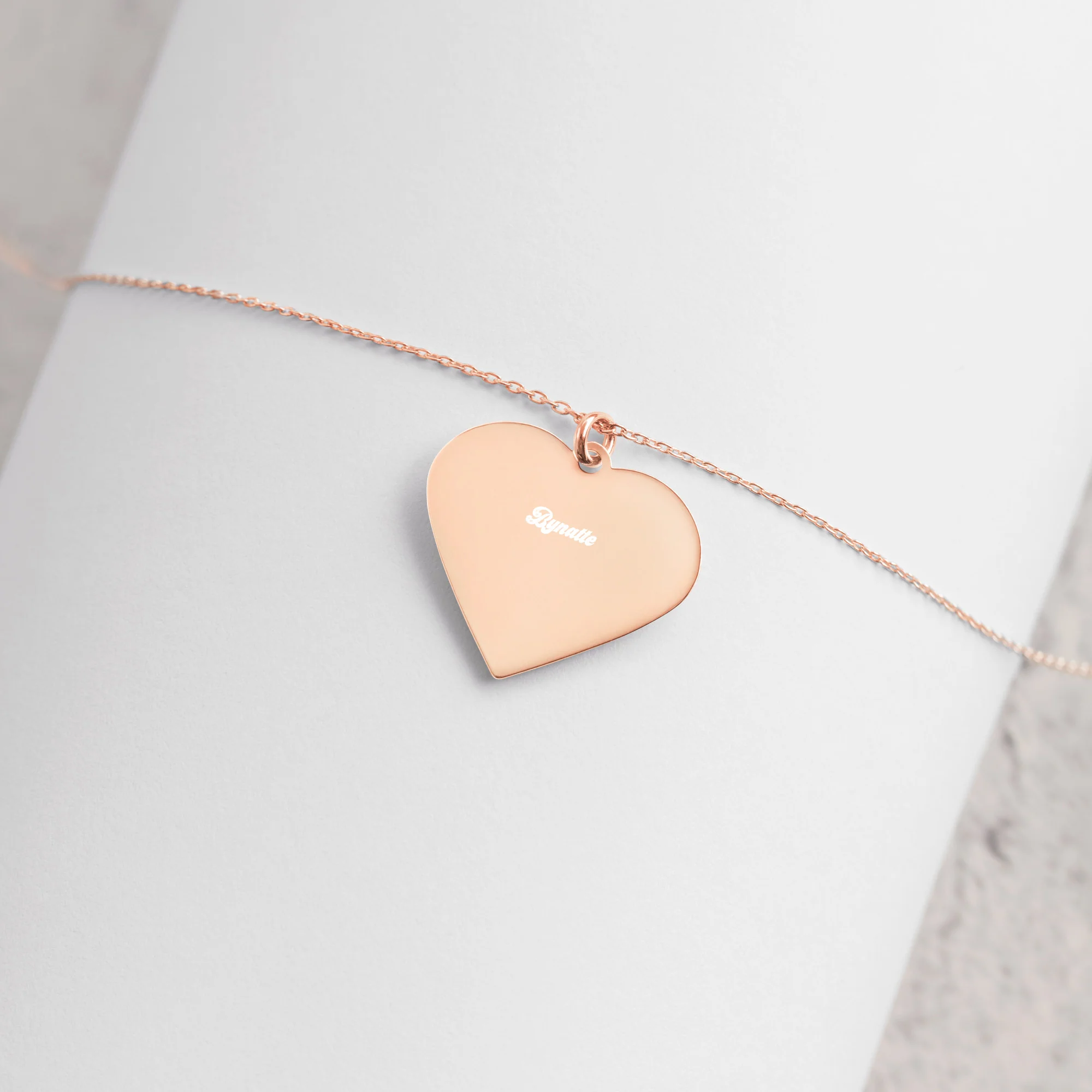 Bynetta Engraved Silver Heart Necklace - Image 4
