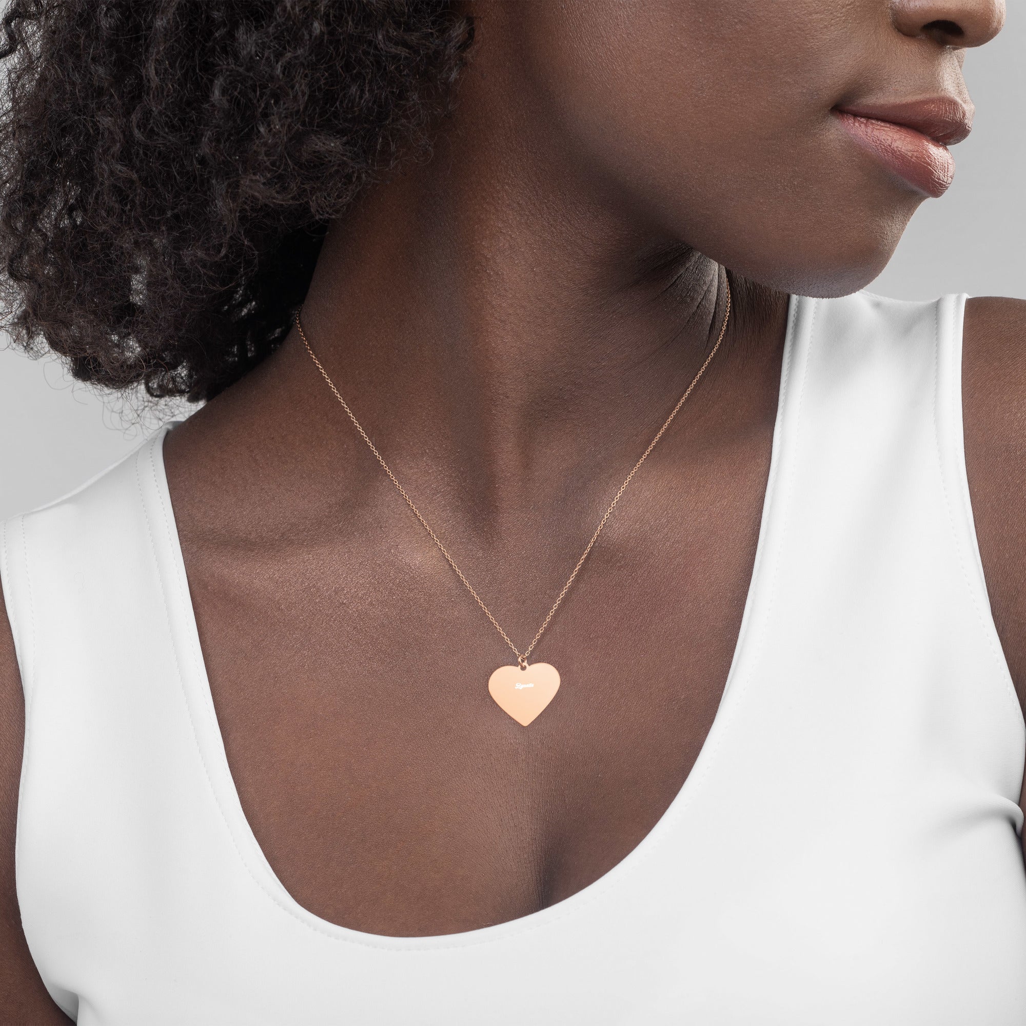 Bynetta Engraved Silver Heart Necklace - Image 6