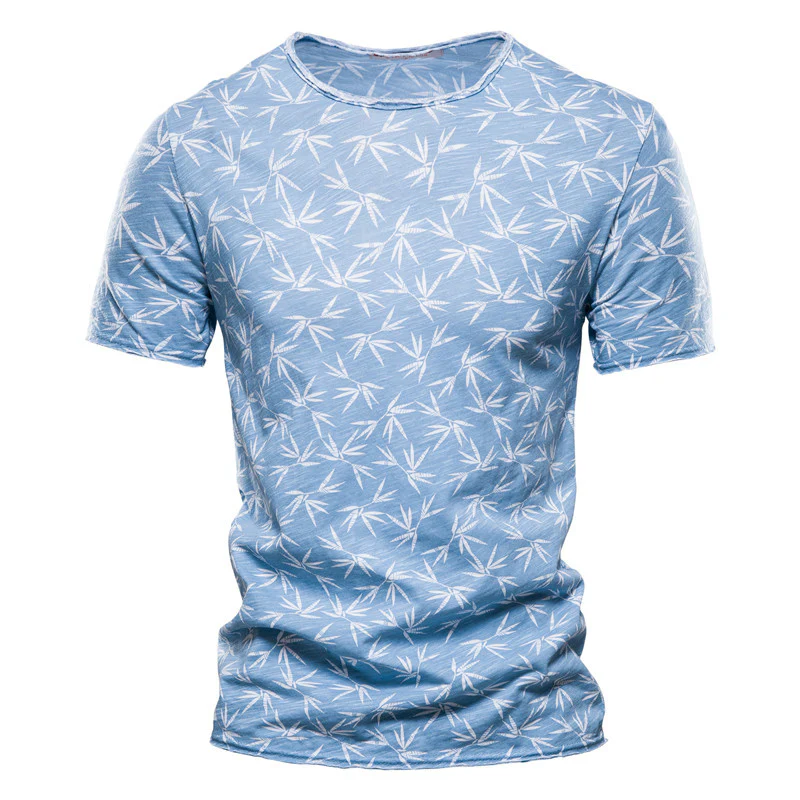 Casual Slim-Fit Stretch T-Shirt Men Short-Sleeved Printed T-Shirt Sports Men - Image 5
