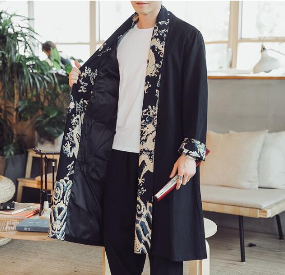 Casual Stitching Printed Linen Cloak Plus Fat Plus Size Windbreaker - Image 3