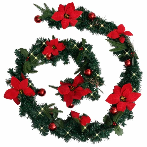 Christmas Garland with LED Lights Green 8.9' PVC - Image 5