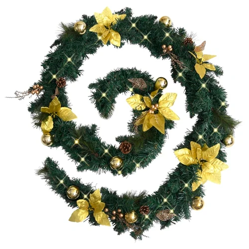 Christmas Garland with LED Lights Green 8.9' PVC - Image 6