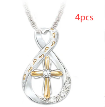 Cross Footprint Diamond Pendant Two Tone - Image 4