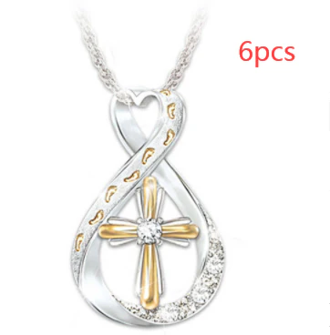 Cross Footprint Diamond Pendant Two Tone - Image 5