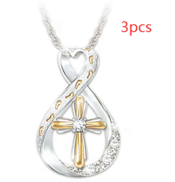 Cross Footprint Diamond Pendant Two Tone - Image 8