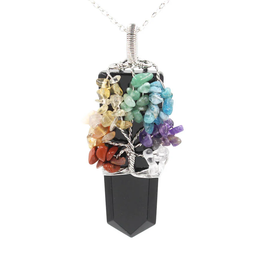 Crystal Column Tree Of Life Winding Pendant Necklace - Image 3