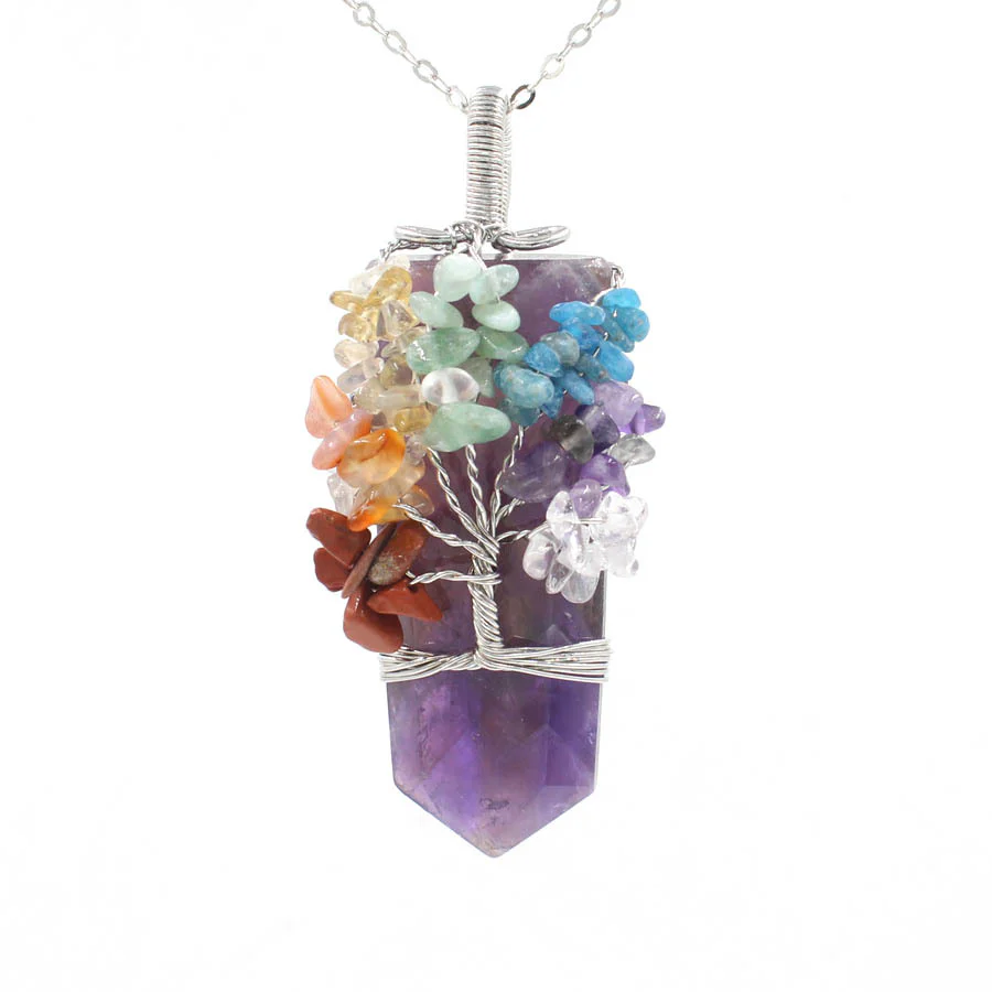 Crystal Column Tree Of Life Winding Pendant Necklace - Image 4