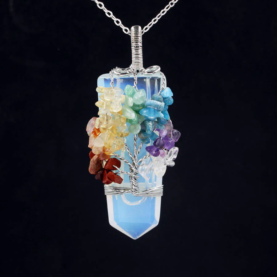 Crystal Column Tree Of Life Winding Pendant Necklace - Image 5