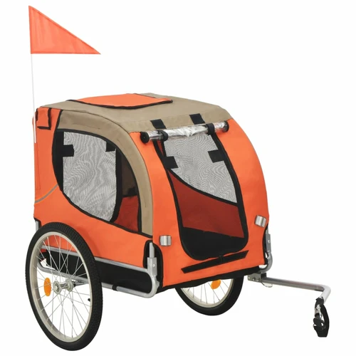 Dog Bike Trailer Orange and Brown - Image 3