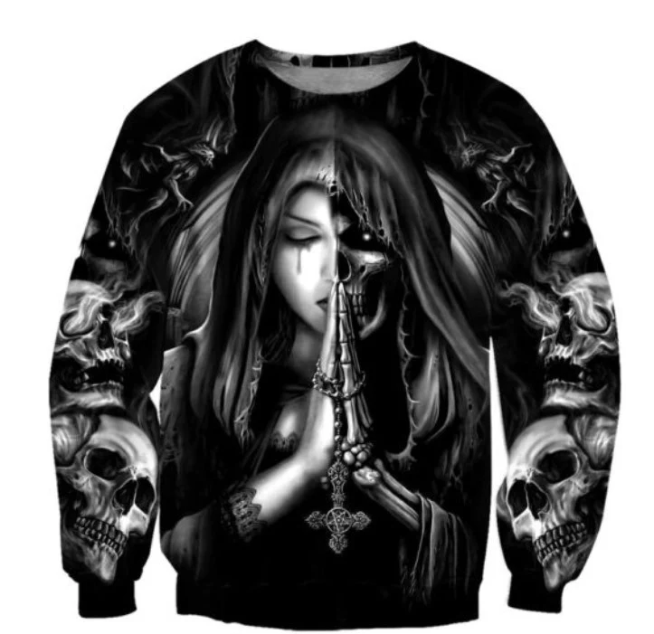 Halloween Skull Anime 3D Sweatshirt - Image 3