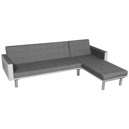 L-shaped Sofa Bed Fabric Black and Gray - Image 3