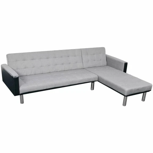 L-shaped Sofa Bed Fabric Black and Gray - Image 4