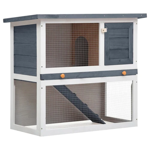 Outdoor Rabbit Hutch 1 Door Gray Wood - Image 5