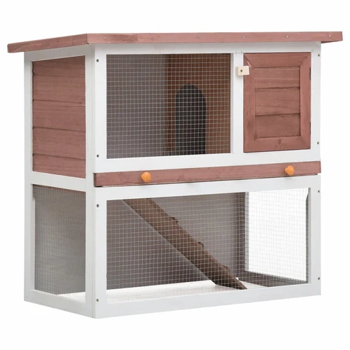 Outdoor Rabbit Hutch 1 Door Gray Wood - Image 8