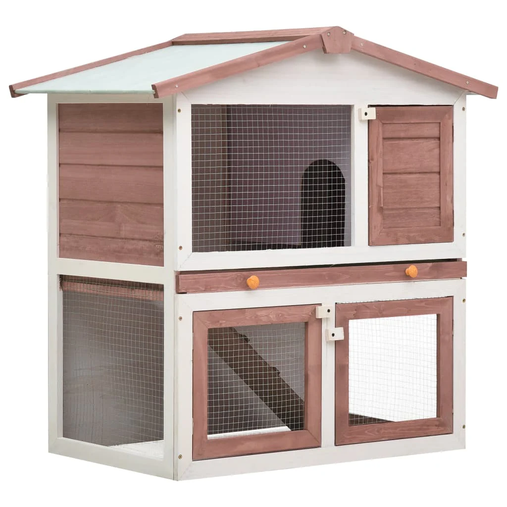 Outdoor Rabbit Hutch 3 Doors Gray Wood - Image 3