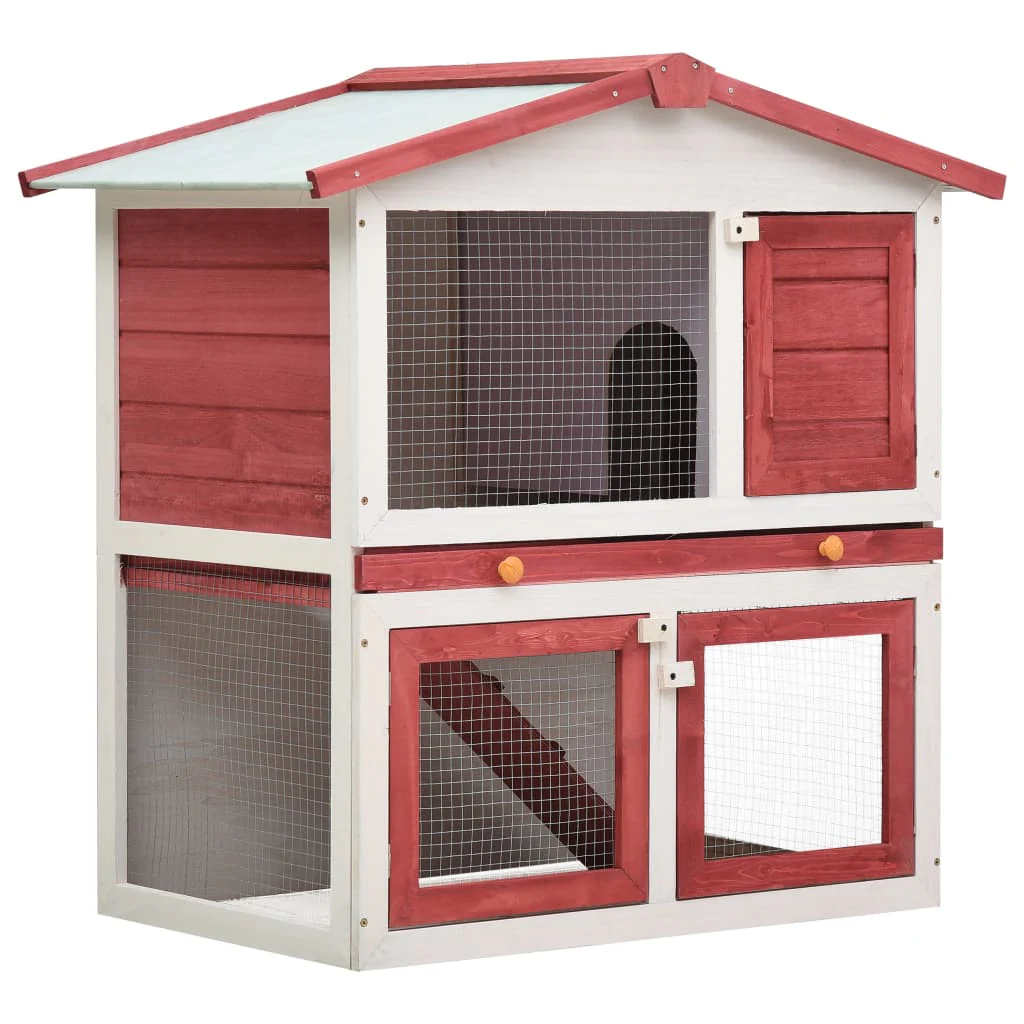 Outdoor Rabbit Hutch 3 Doors Gray Wood - Image 4