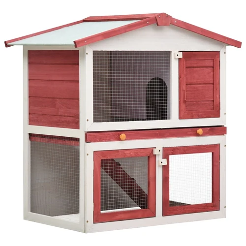 Outdoor Rabbit Hutch 3 Doors Gray Wood - Image 6
