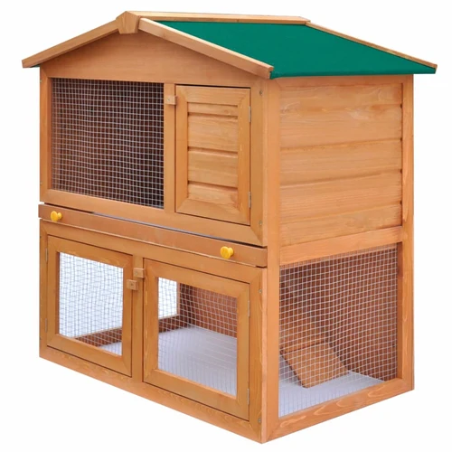 Outdoor Rabbit Hutch 3 Doors Gray Wood - Image 7