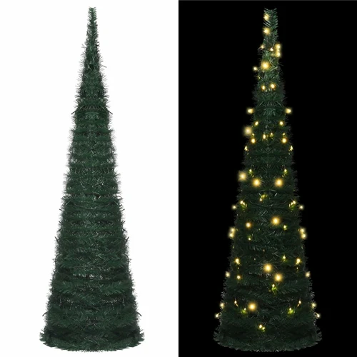 Pop-up String Artificial Christmas Tree with LED Green 59.1" - Image 5