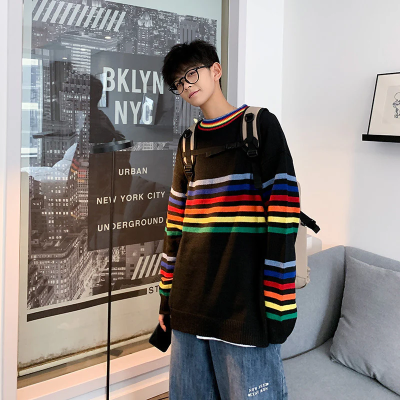 Rainbow Striped Long Sleeve Bottoming Shirt - Image 3