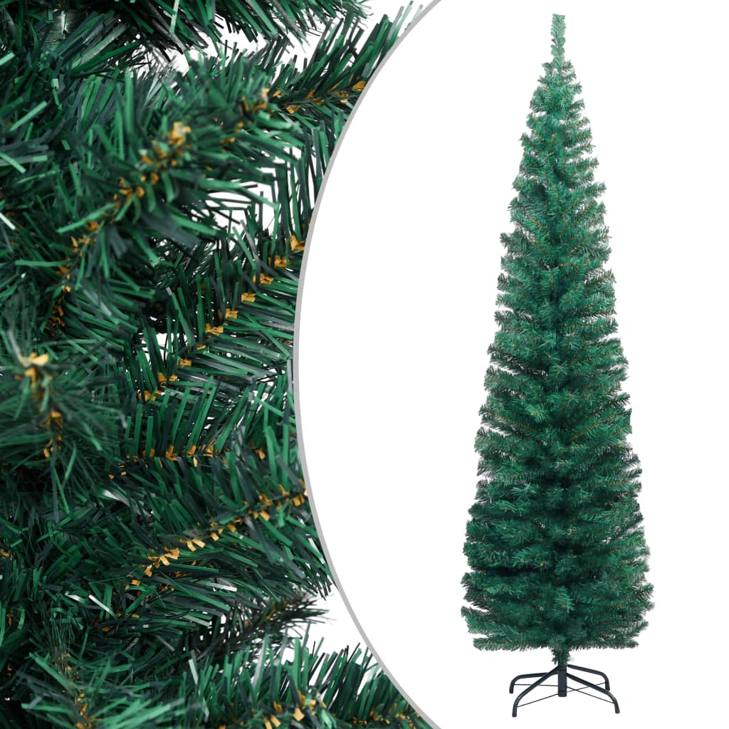 Slim Artificial Christmas Tree with Stand Green 59.1" PVC - Image 4