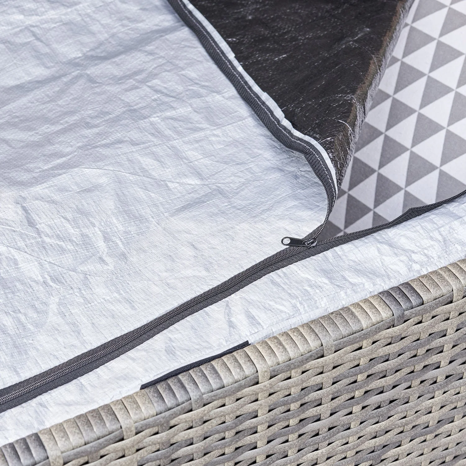 Vifah Gabrielle All-weather Resin Wicker Lounge Patio Sofa Storage - Image 5