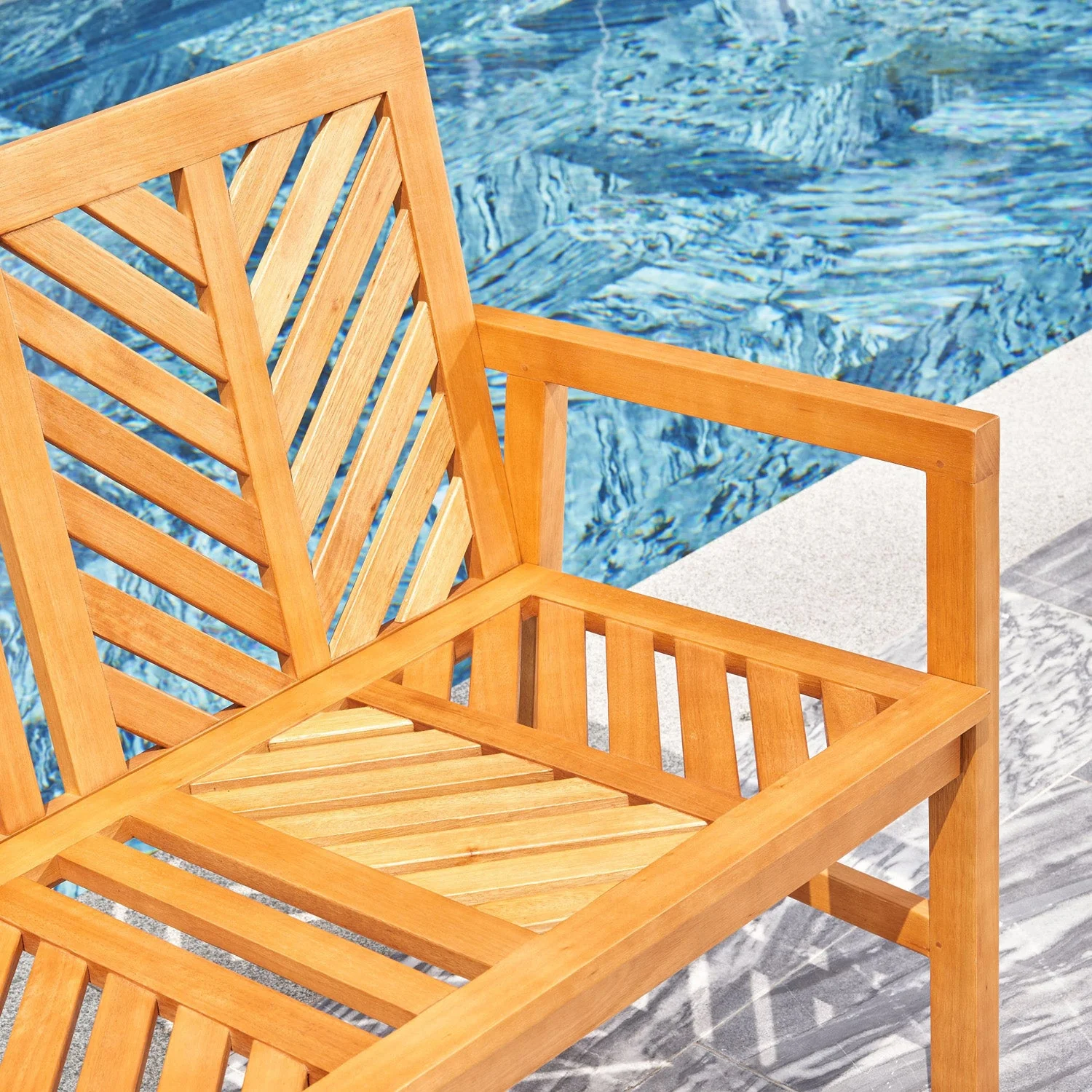 Vifah Olina Honey Two Seater Fish Bone Eucalyptus Wooden Garden Bench - Image 5