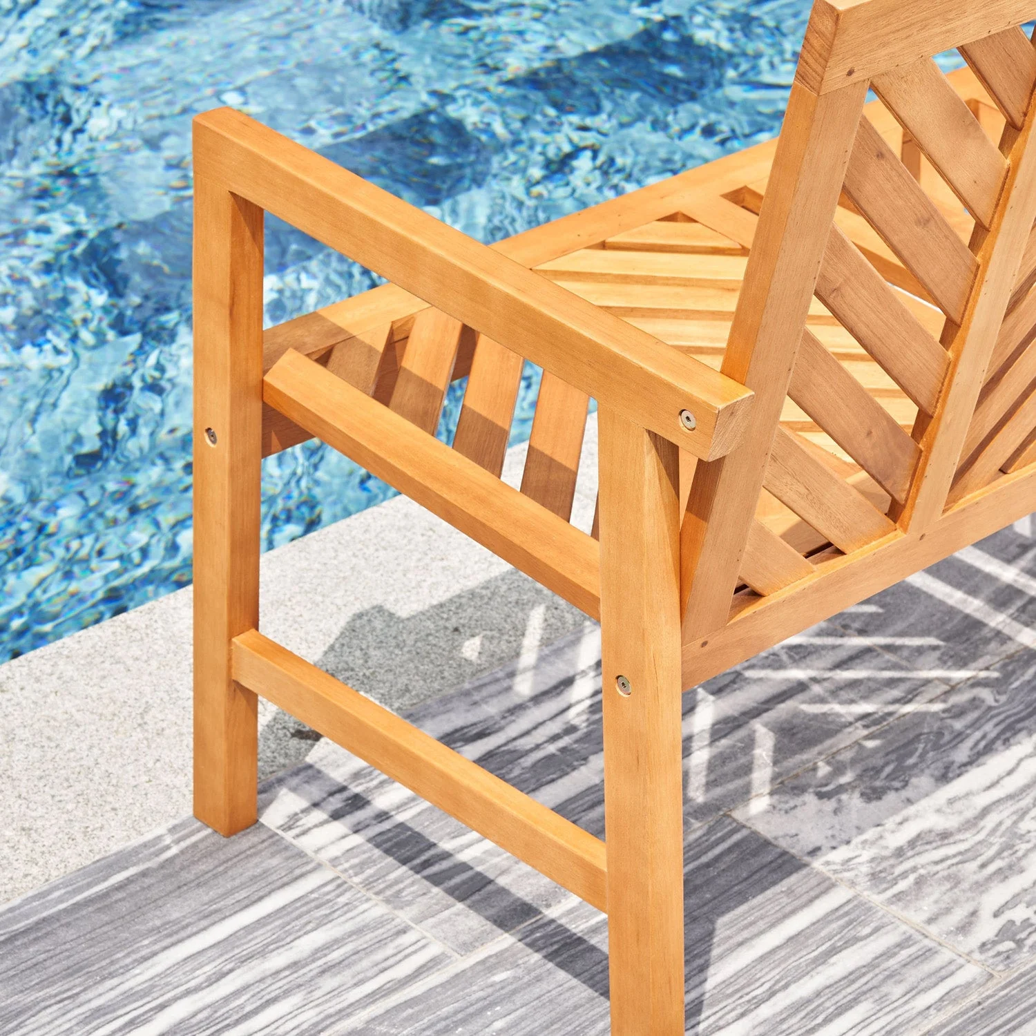 Vifah Olina Honey Two Seater Fish Bone Eucalyptus Wooden Garden Bench - Image 6