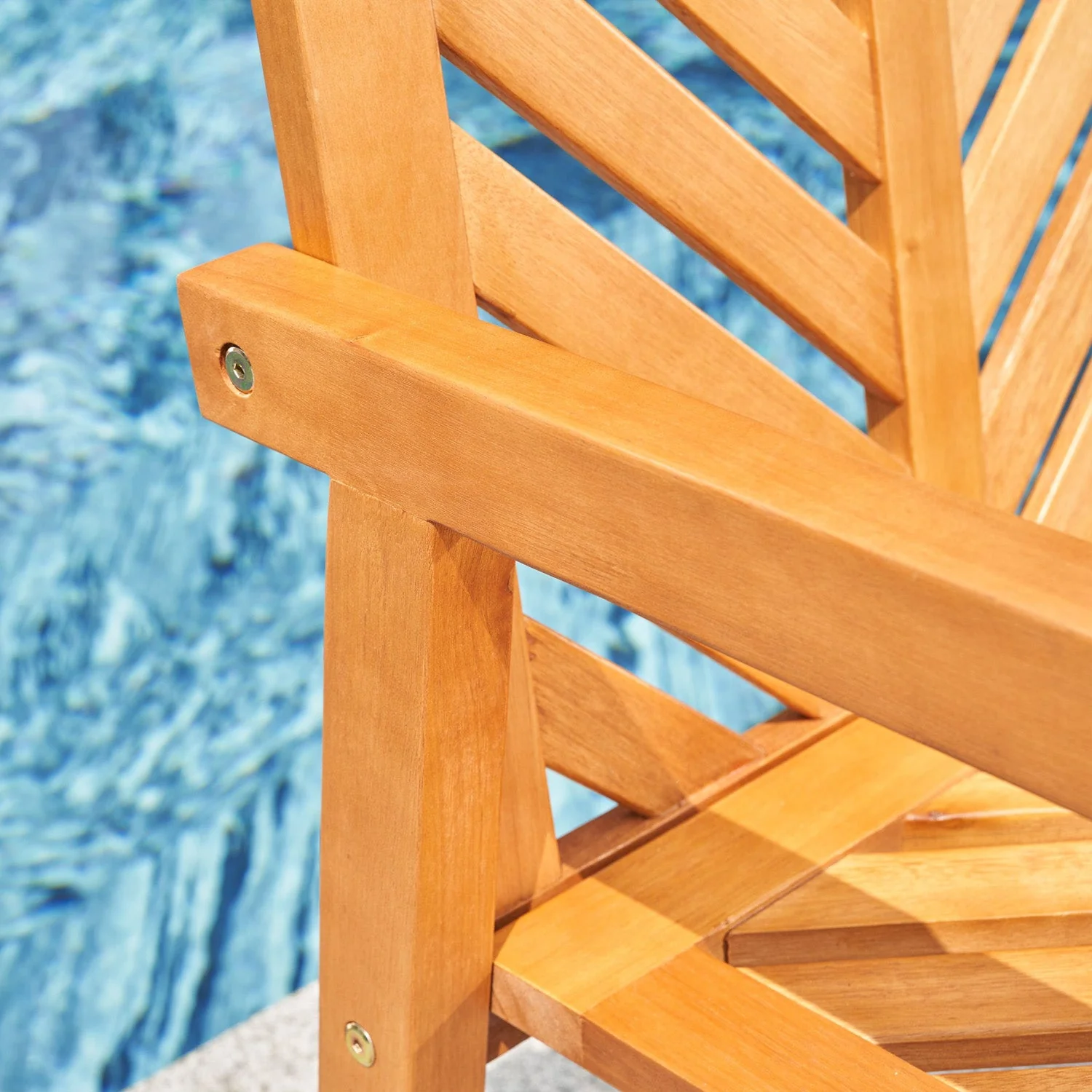 Vifah Olina Honey Two Seater Fish Bone Eucalyptus Wooden Garden Bench - Image 7