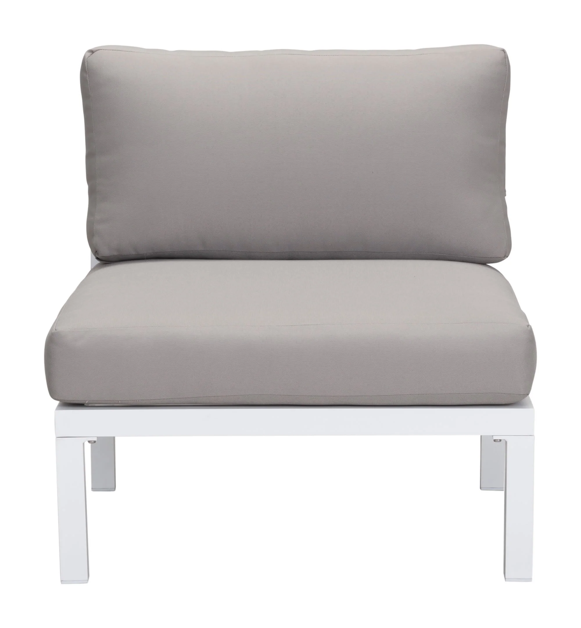 White and Gray Sunproof Fabric Aluminum Armless Chair - Image 3