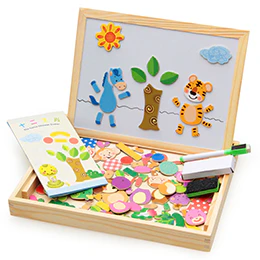Wooden Magnetic Puzzle Toys Children 3D Puzzle Box Figure Animals Circus Writing Drawing Board Learning Education Toys For Kids - Image 4