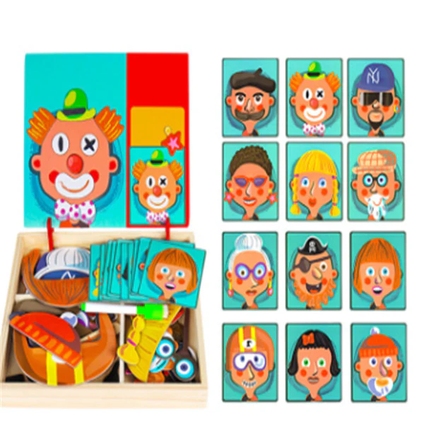 Wooden Magnetic Puzzle Toys Children 3D Puzzle Box Figure Animals Circus Writing Drawing Board Learning Education Toys For Kids - Image 5