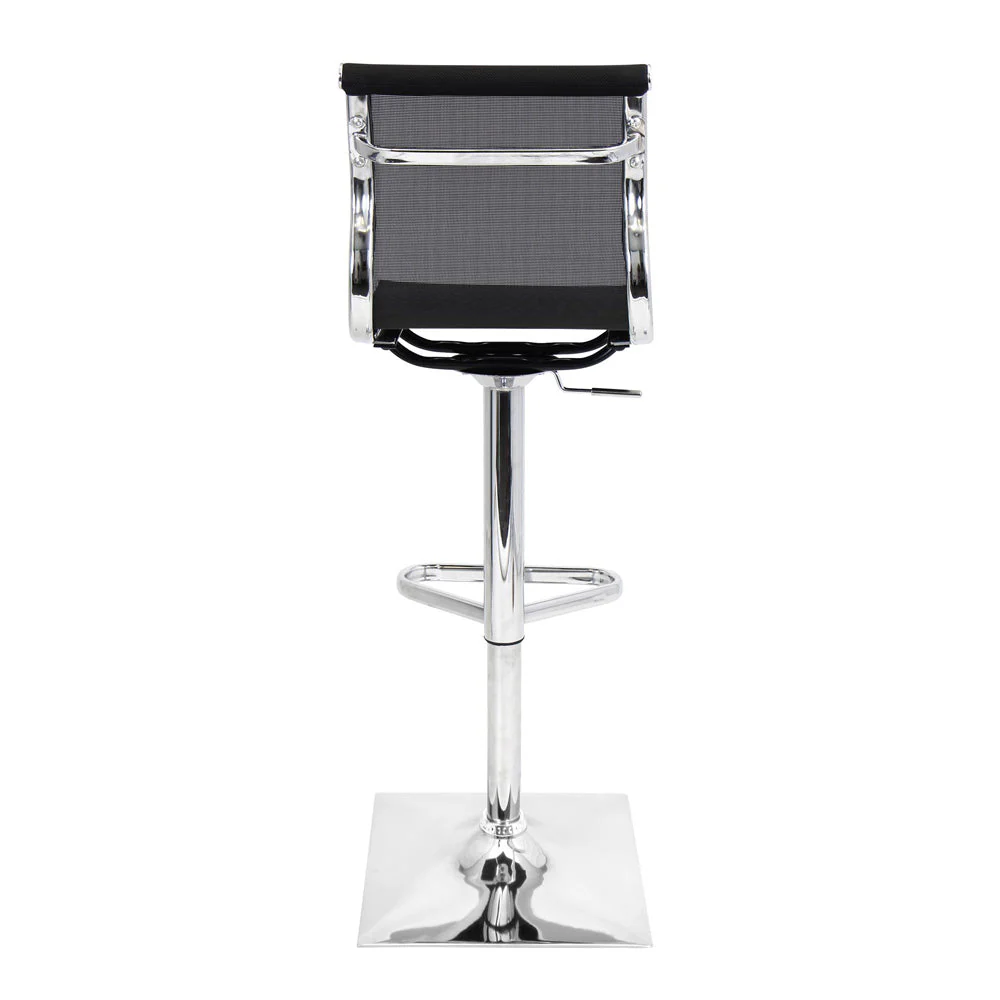 WOYBR Mesh Fabric, Chrome Mirage Barstool, 47" x 17" x 15.5", Black - Image 4