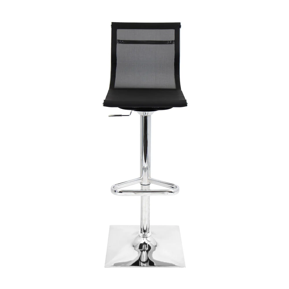 WOYBR Mesh Fabric, Chrome Mirage Barstool, 47" x 17" x 15.5", Black - Image 5